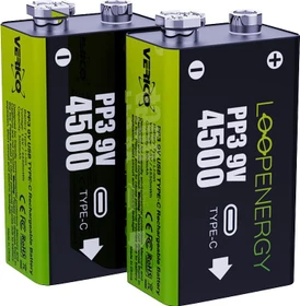 Verico Rechargeable 9V-Block 500mAh, 2er-Pack