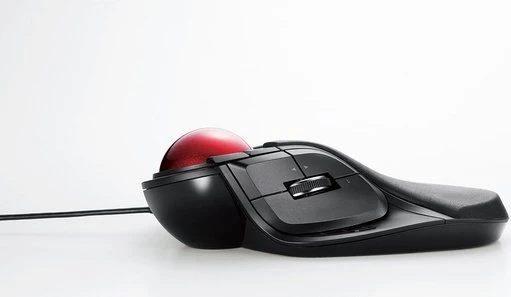 Elecom HUGE M-HT1URBK Trackball schwarz/rote Kugel, Rechtshänder, USB-A