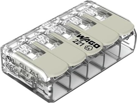 Wago COMPACT-Verbindungsklemme bis 4mm² 105°C 5-Leiter, 25 Stück