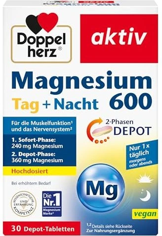 Doppelherz aktiv Magnesium 600 Tag + Nacht Tabletten, 30 Stück