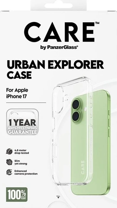 PanzerGlass Care Flagship Case Transparent Urban Explorer w. Clear Frame für Apple iPhone 17
