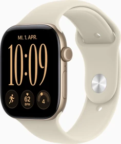 Apple Watch Series 12 (GPS + Cellular) 46mm Aluminium lichtgold mit Sportarmband M/L sand