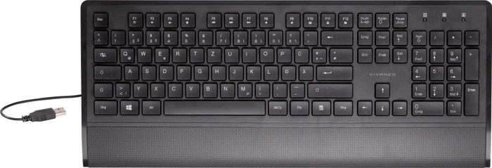 Vivanco IT-KB USB M Multimedia Tastatur mit Handballenauflage, schwarz, USB, DE