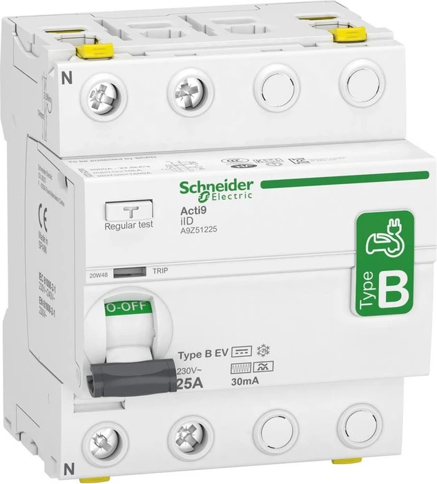 Schneider Electric Fehlerstrom-Schutzschalter Elektroladestation iID 2P 25A Typ B-EV 30mA