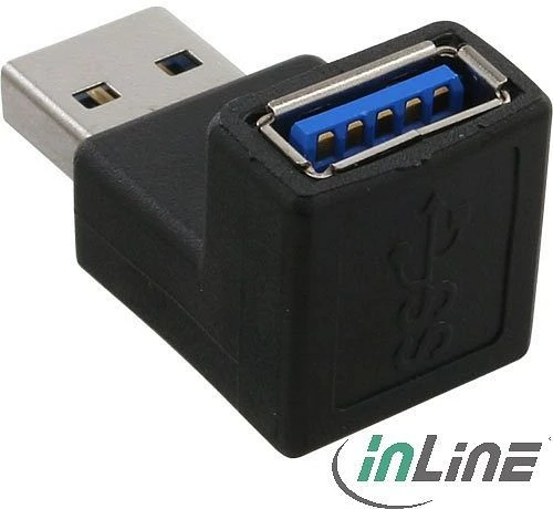 InLine USB 3.0 Adapter, Stecker A auf Buchse A 90° gewinkelt oben
