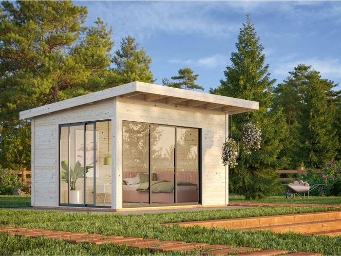Palmako Andrea 11.2m² Slide Plus Gartenhaus natur