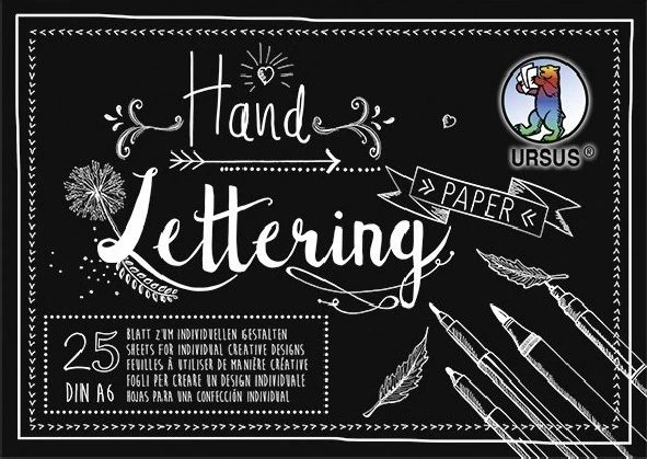 Ursus Handlettering Paper, A6, glatt, schwarz, 25 Blatt