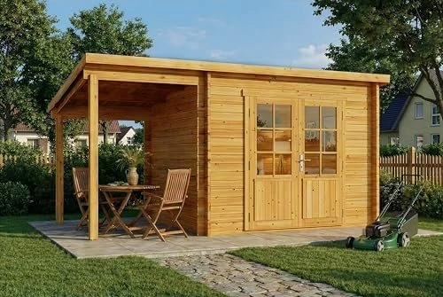Alpholz Gartenhaus Maria mit Schleppdach 450x275cm braun