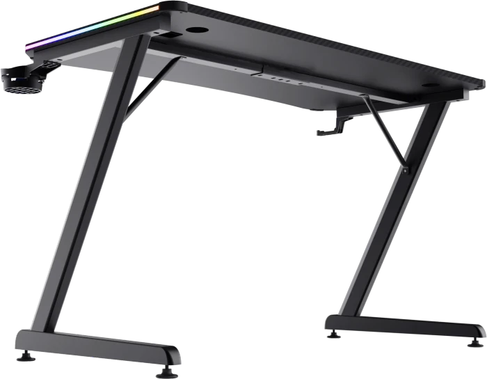 Trust Gaming GXT 709 Luminus RGB Gaming Desk Schreibtisch 120x60cm schwarz/schwarz