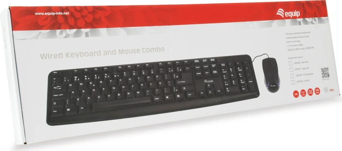 Equip Kabelgebundene Kombi aus Tastatur und Maus schwarz, USB, PT