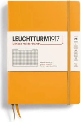 Leuchtturm1917 Medium Notizbuch, A5, kariert, Hardcover, rising sun, 126 Blatt