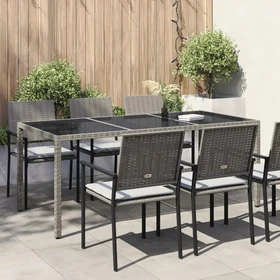 vidaXL Gartentisch 190x90cm grau/schwarz