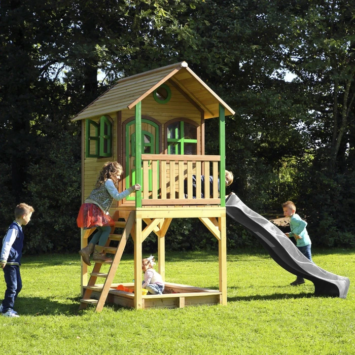 Axi Spielhaus Sarah braun/grün mit Rutsche grau