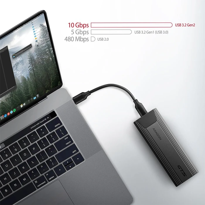 Axagon M.2 Festplattengehäuse, M.2 PCIe, USB-C 3.1