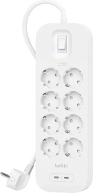 Belkin SurgePlus Überspannungsschutz, 8-fach, mit USB, 2m, weiß