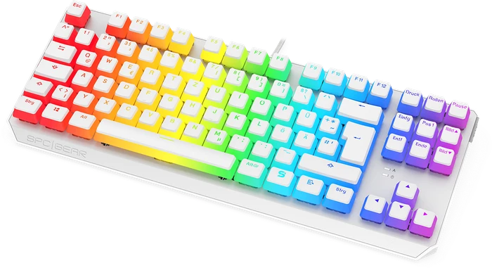 Endorfy SilentiumPC SPC Gear GK630K, PBT, LEDs RGB, Onyx White Tournament, Kailh BROWN, USB, DE