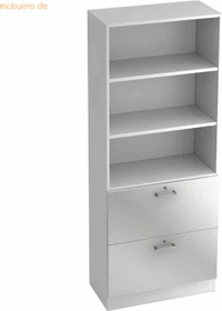 Hammerbacher HR-Schrank 5OH V7300, Chromgriff, weiß/silber, Aufbewahrungskombination