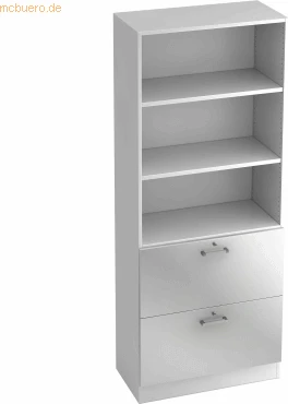 Hammerbacher HR-Schrank 5OH V7300, Chromgriff, weiß/silber, Aufbewahrungskombination