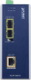 Planet IGUP-1205AT Industrial Gigabit Medienkonverter, 1x RJ-45, 2x SFP, 95W PoE++