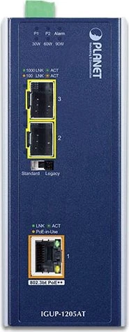 Planet IGUP-1205AT Industrial Gigabit Medienkonverter, 1x RJ-45, 2x SFP, 95W PoE++