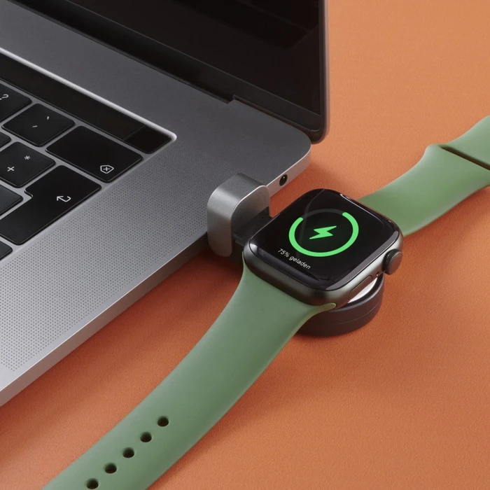 Hama Apple Watch Ladegerät für kabelloses Laden USB-C-Ladestation magnetisch weiß