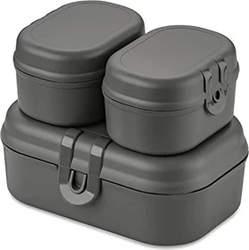 koziol Pascal Ready Mini Lunchbox und Besteck Geschirrset nature ash grey
