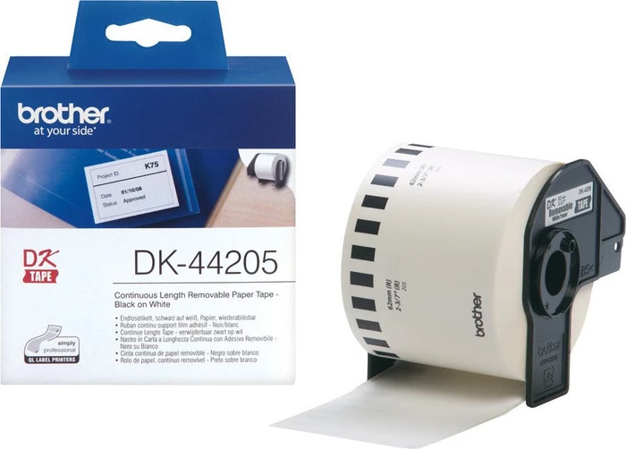 Brother Endlosetiketten DK-44205, 62mm, 30.5m, ablösbar, weiß