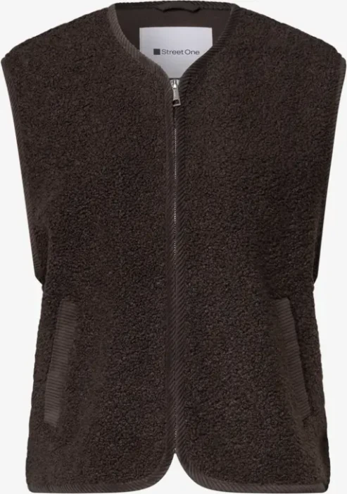 Street One Teddy mit Zipper und Corddetails Weste auburn brown (Damen)