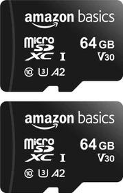 AmazonBasics Normal Speed R100/W60 64GB Kit, UHS-I U3, A2, Class 10, 2er-Pack