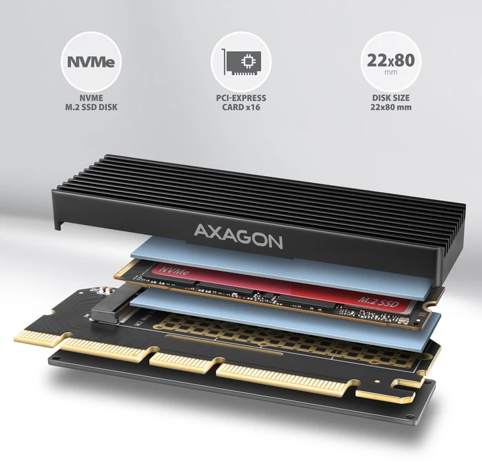 Axagon PCIe 3.0 x16 -> 1x M.2 Key M NVMe