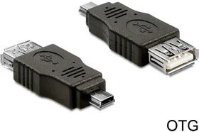 DeLOCK USB 2.0 Adapter, Mini-B [Stecker] auf USB 2.0-A [Buchse] (65399)