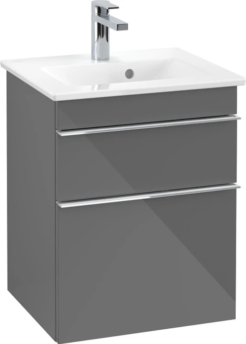 Villeroy & Boch Venticello Waschbeckenunterschrank für Becken mittig 2 Auszüge 466x590x400mm glossy grey/chrome
