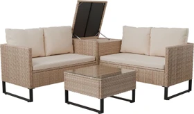 Juskys Santorini Polyrattan Lounge-Set creme