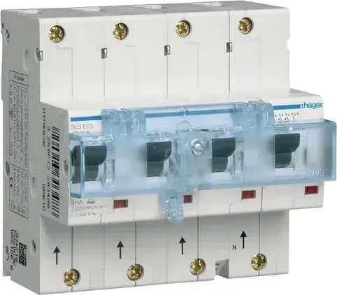 Hager SLS Schalter 4 polig 3P+N E-Charakteristik 63A