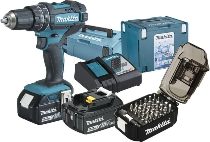 Makita DHP482FJX4 Akku-Schlagbohrschrauber inkl. MAKPAC + 2 Akkus 3.0Ah