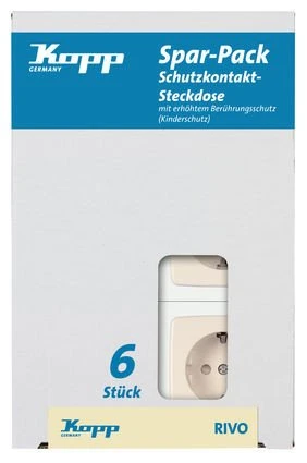 Kopp Rivo Profi-Pack: 6 Steckdose, reinweiß