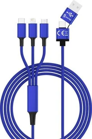 Smrter USB Ladekabel 5in1, USB Type-C zu USB Type-C/Apple Lightning/USB Micro-B 1.2m, blau