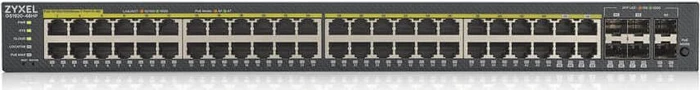 Zyxel GS1920 Rackmount Gigabit Smart Switch, 48x RJ-45, 4x RJ-45/SFP, 2x SFP, 375W PoE+