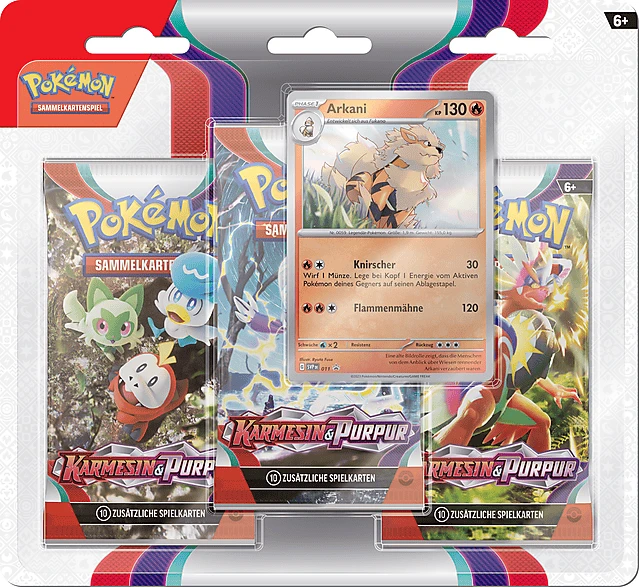 Pokémon - Karmesin & Purpur 3-Pack Blister Arkani