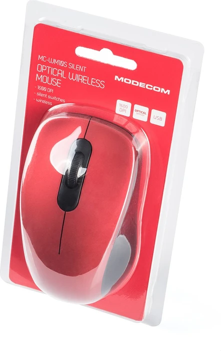 Modecom MC-WM10S Silent Wireless Mouse rot/schwarz, USB