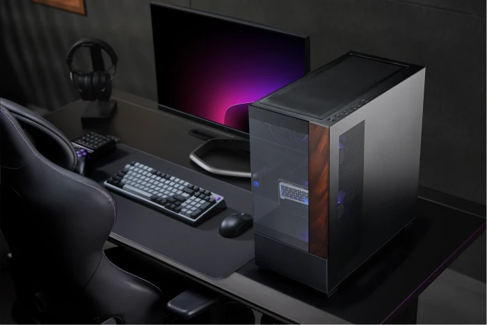 Cooler Master Elite 690 Wood Black, schwarz/braun, Glasfenster