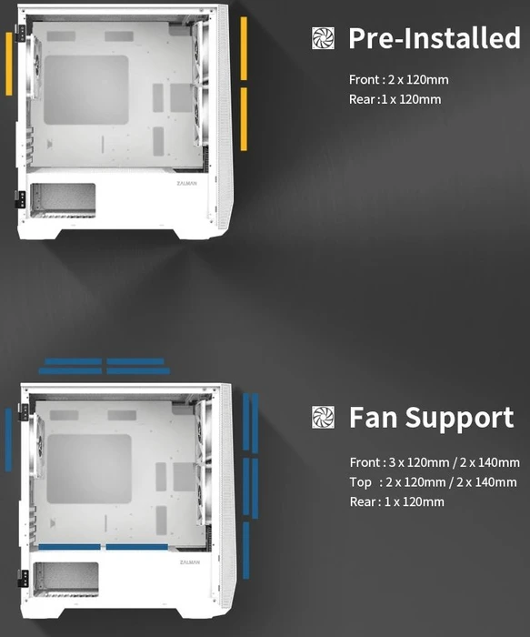 Zalman Z1 Iceberg_White, weiß, Glasfenster