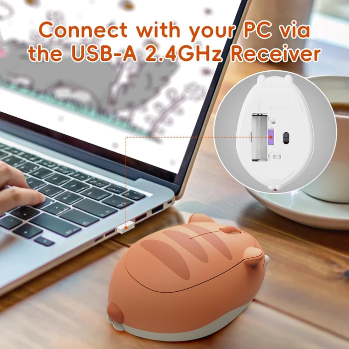 Akko x Waigua Cat Theme Wireless Mouse, Orange Kate, USB