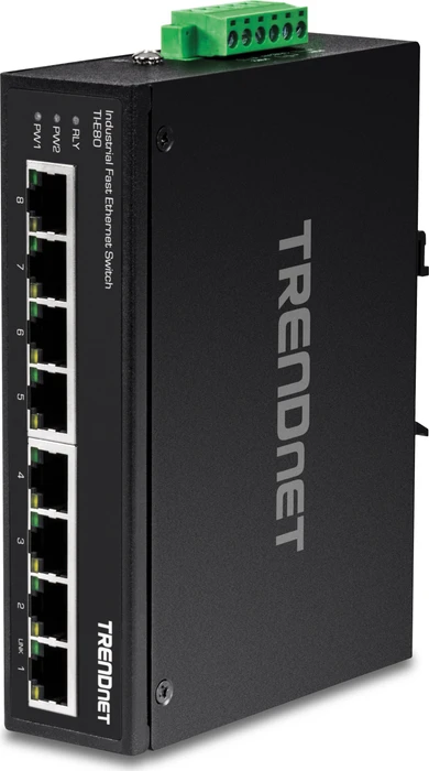 TRENDnet TI Hardened Industrial Railmount Switch, 8x RJ-45
