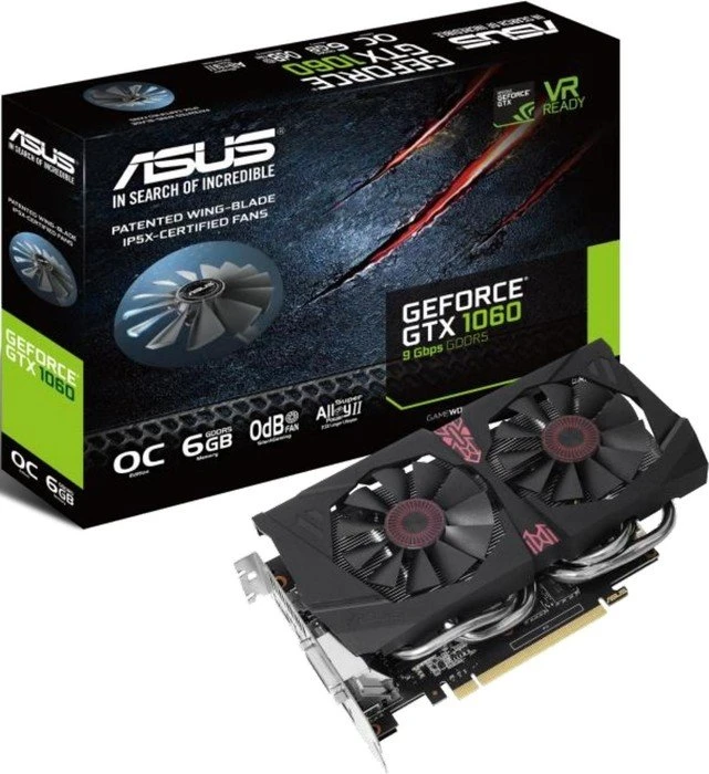 ASUS GeForce GTX 1060 OC 9Gbps, GTX1060-O6G-9GBPS, 6GB GDDR5, DVI, 2x HDMI, 2x DP