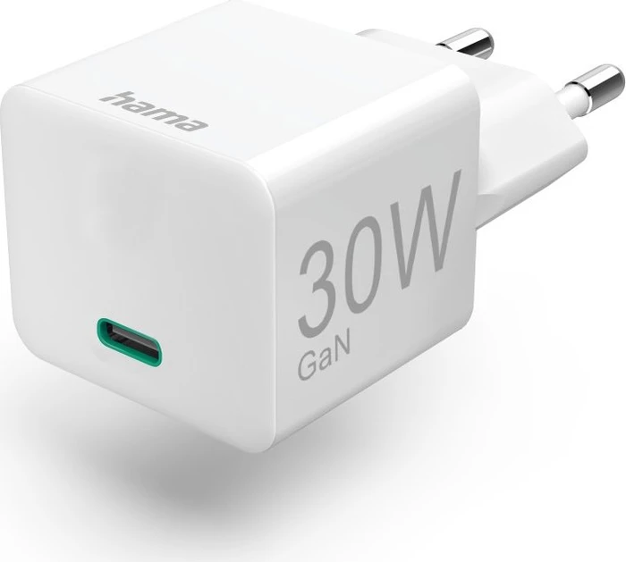 Hama Schnellladegerät USB-C PD/Qualcomm GaN Mini-Ladegerät 30W weiß