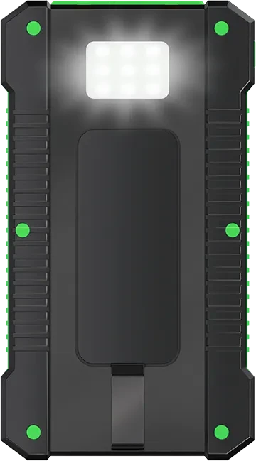 LogiLink Solar Powerbank 8000mAh Taschenlampe 2x USB-A schwarz/grün