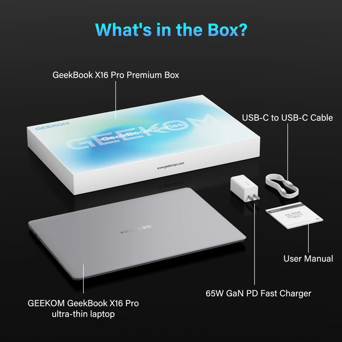 Geekom GeekBook X16 Pro, Titanium Gray, Core Ultra 9 185H, 32GB RAM, 2TB SSD, DE