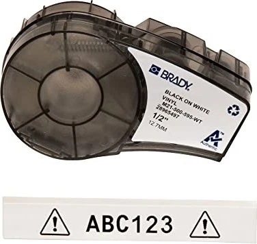 Brady All Weather Vinyl Beschriftungsband, 12.7mm, schwarz/weiß