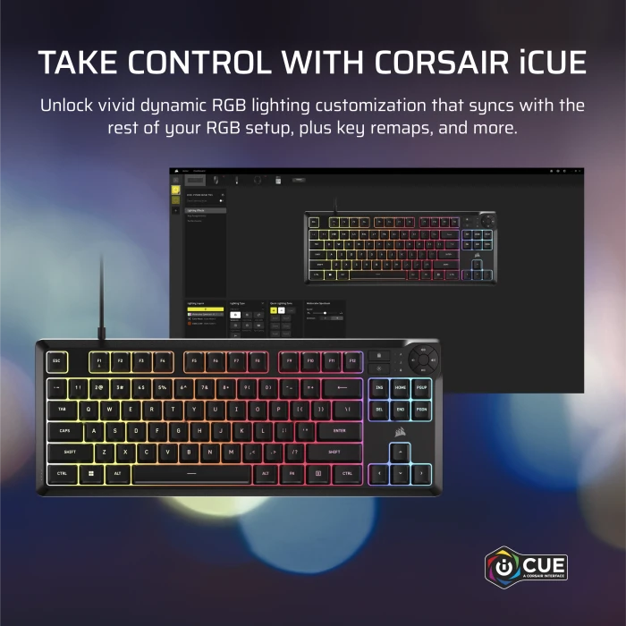 Corsair Gaming K55 CORE TKL RGB, schwarz, USB, UK